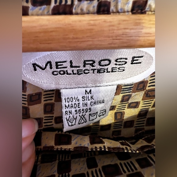 Melrose Floral Collectible Maxi Skirt 100% Silk stamp Two Buttons Vintage brown - Picture 13 of 16